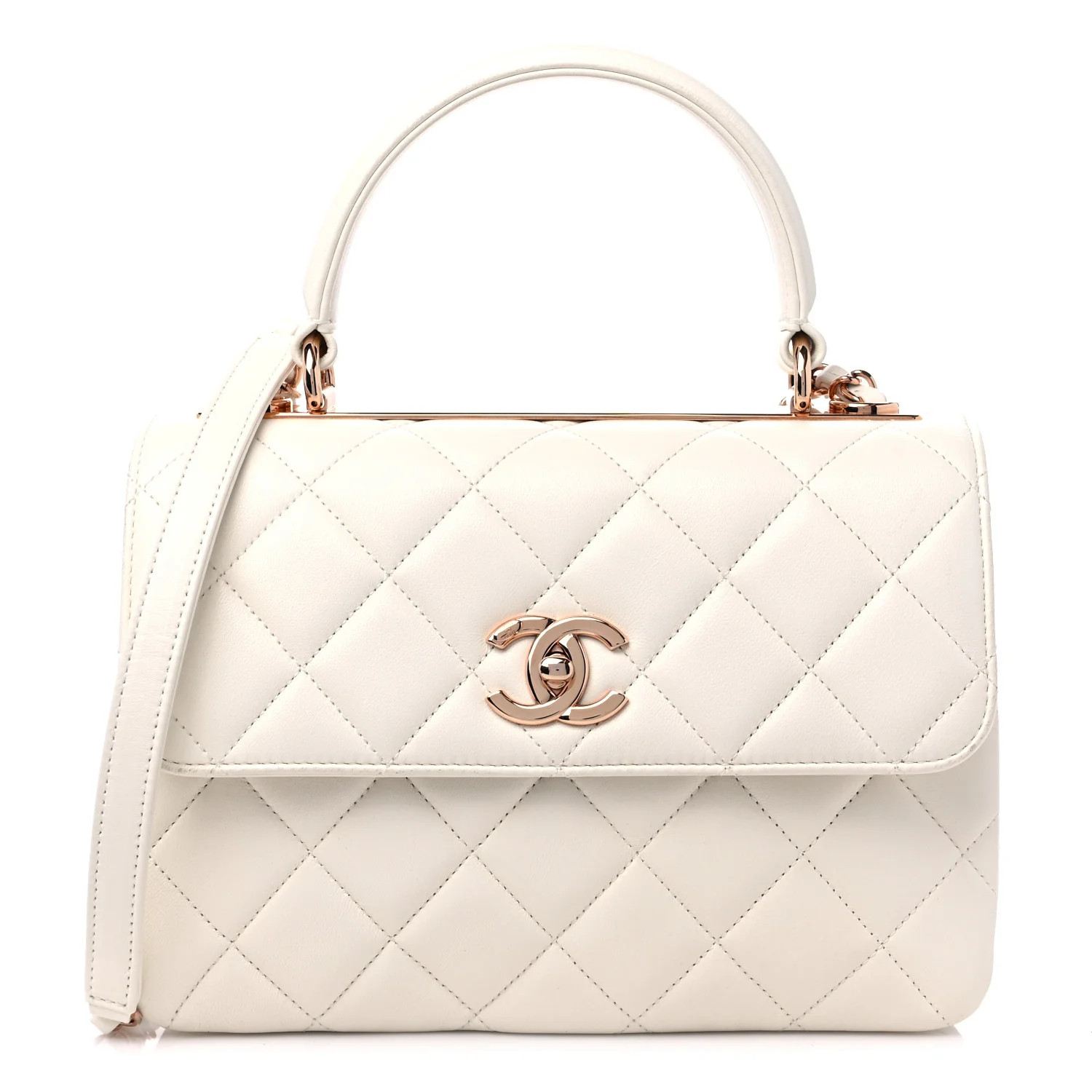 Lambskin Quilted Small Trendy CC Dual Handle Flap Bag White | FASHIONPHILE (US)