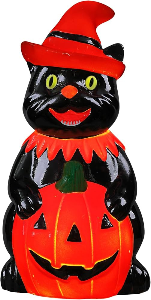 Mr. Halloween 18 in Outdoor Cat Blow Mold with LED Lights, Battery Operated Light Up Halloween De... | Amazon (US)