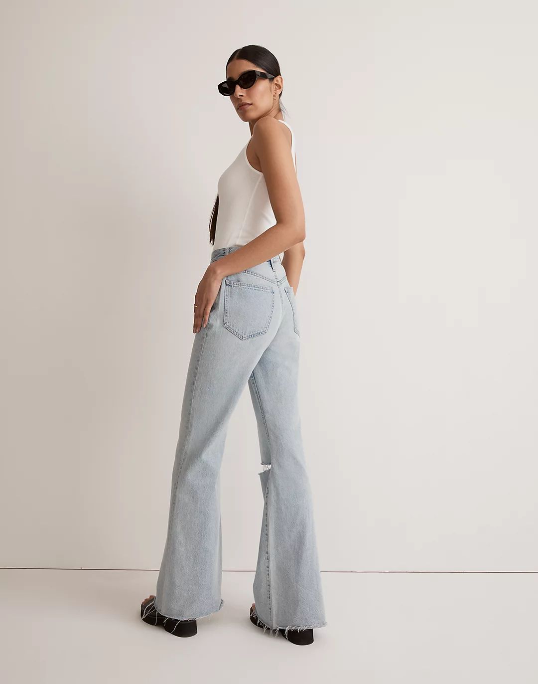 Baggy Flare Jeans in Luzon Wash: Knee-Slit Edition | Madewell