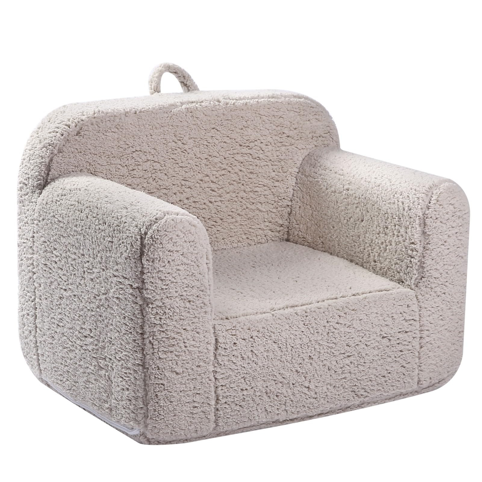 Kids Snuggly-Soft Sherpa Chair, Cuddly Toddler Foam Chair for Boys and Girls, Light Grey | Amazon (US)