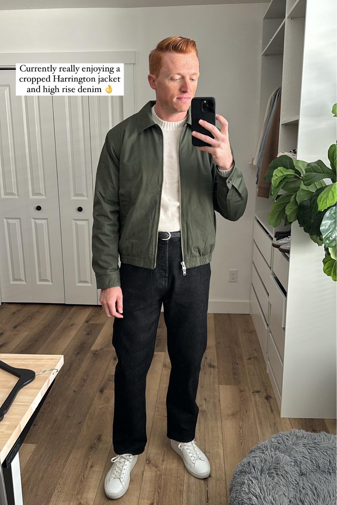 Cropped Harrington and high rise denim

#LTKMens