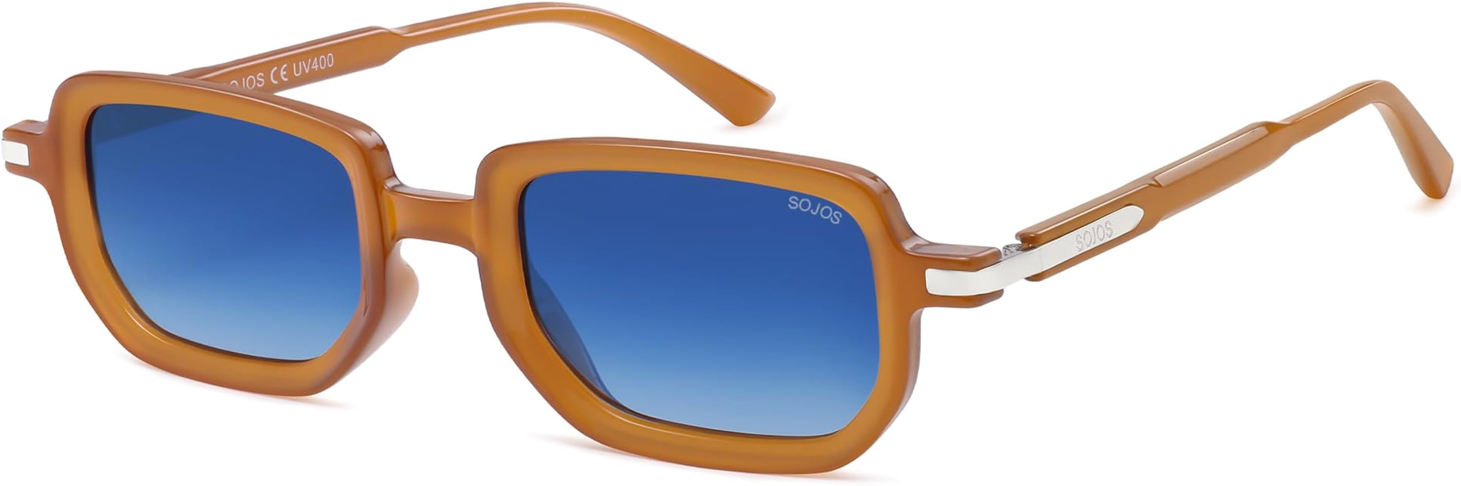 SOJOS Retro Polarized Rectangle 70s Sunglasses for Women Men,Trendy Hexagon 80s 90s Shades SJ2625 | Amazon (US)