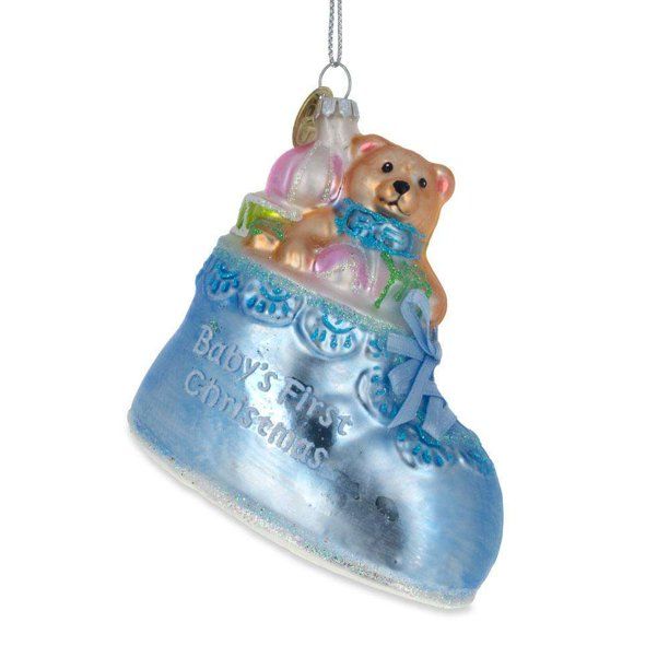 BestPysanky Teddy Bear in a Blue Shoe Baby's First Christmas Ornament 3.25 Inches - Walmart.com | Walmart (US)