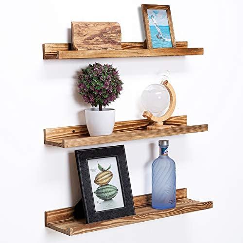 AZSKY 24 Inch Wood Floating Shelves Wall Mounted Set of 3, Rustic Wooden Large Picture Ledge Shelf f | Amazon (US)