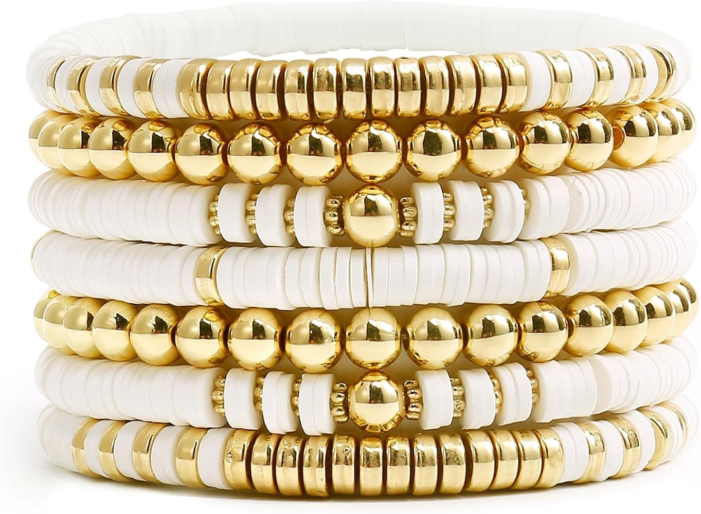 Elegance 11 designs Heishi Beaded Bracelets For Women Polymer Clay Colorful Surfer Stackable Bead... | Amazon (US)