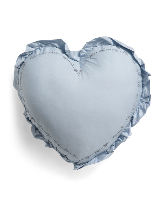 19x20 Sateen Ruffle Heart Pillow | TJ Maxx