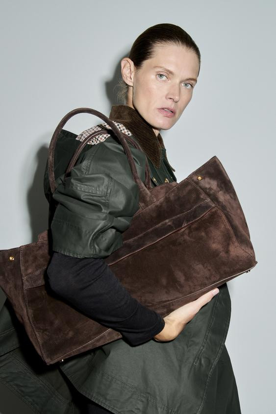 SPLIT SUEDE SHOULDER BAG | Zara UK