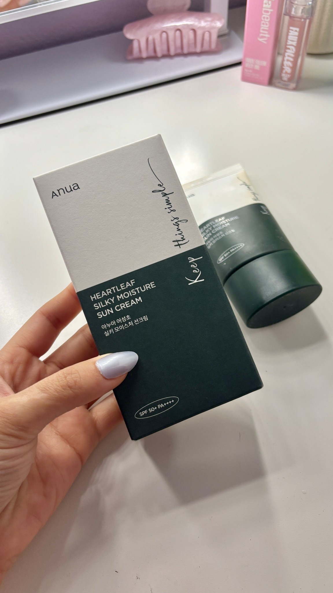 My favorite Korean sunscreen spf! Use rewards code: VNESSAB3AUTY #kbeauty #koreanskincare #anua #spf 