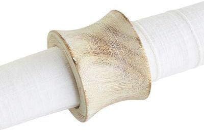 UNI_CRAFTS Handmade Concave Wood Napkin Ring Set for Dining Table Decoration (White, 6) | Amazon (US)