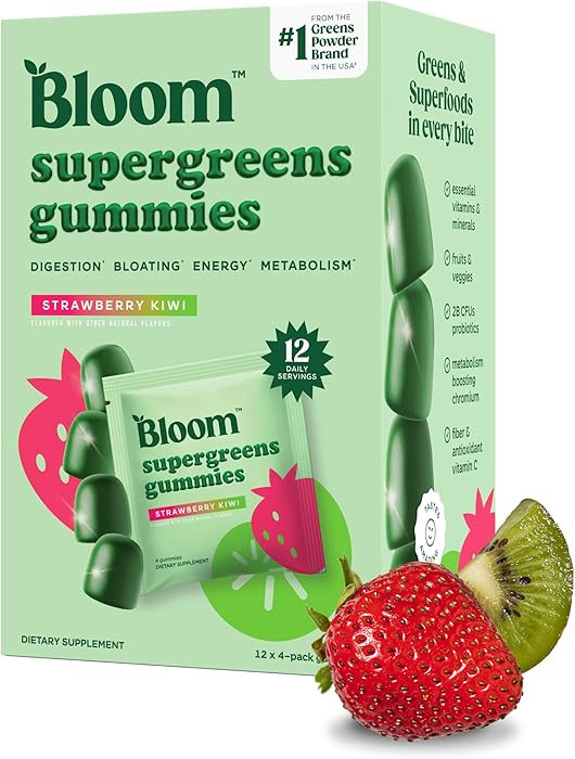 Bloom Super Greens Gummies, Daily Greens Superfood Fiber Gummies with Fruits, Vegetables, Vitamin... | Amazon (US)