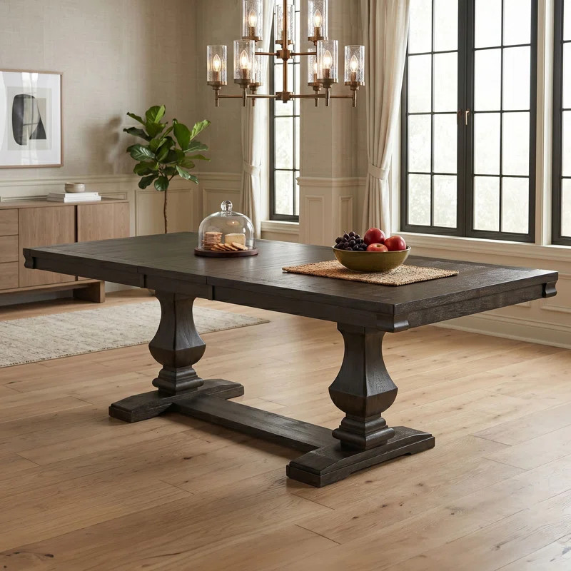 Thorin Double Pedestal Extendable Dining Table with Removable Leaf | Wayfair North America