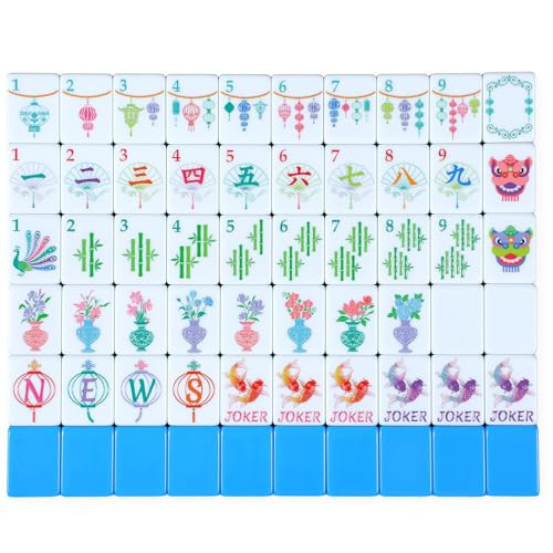 Simgoing American Mahjong Sets 160 Mahjong Tiles Melamine Engraved Mah Jong Ideal for Home & Party Games(Stylish,Blue) | Amazon (US)