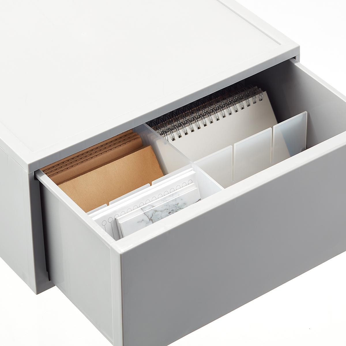 Short Opaque Modular Stackable Drawer White | The Container Store