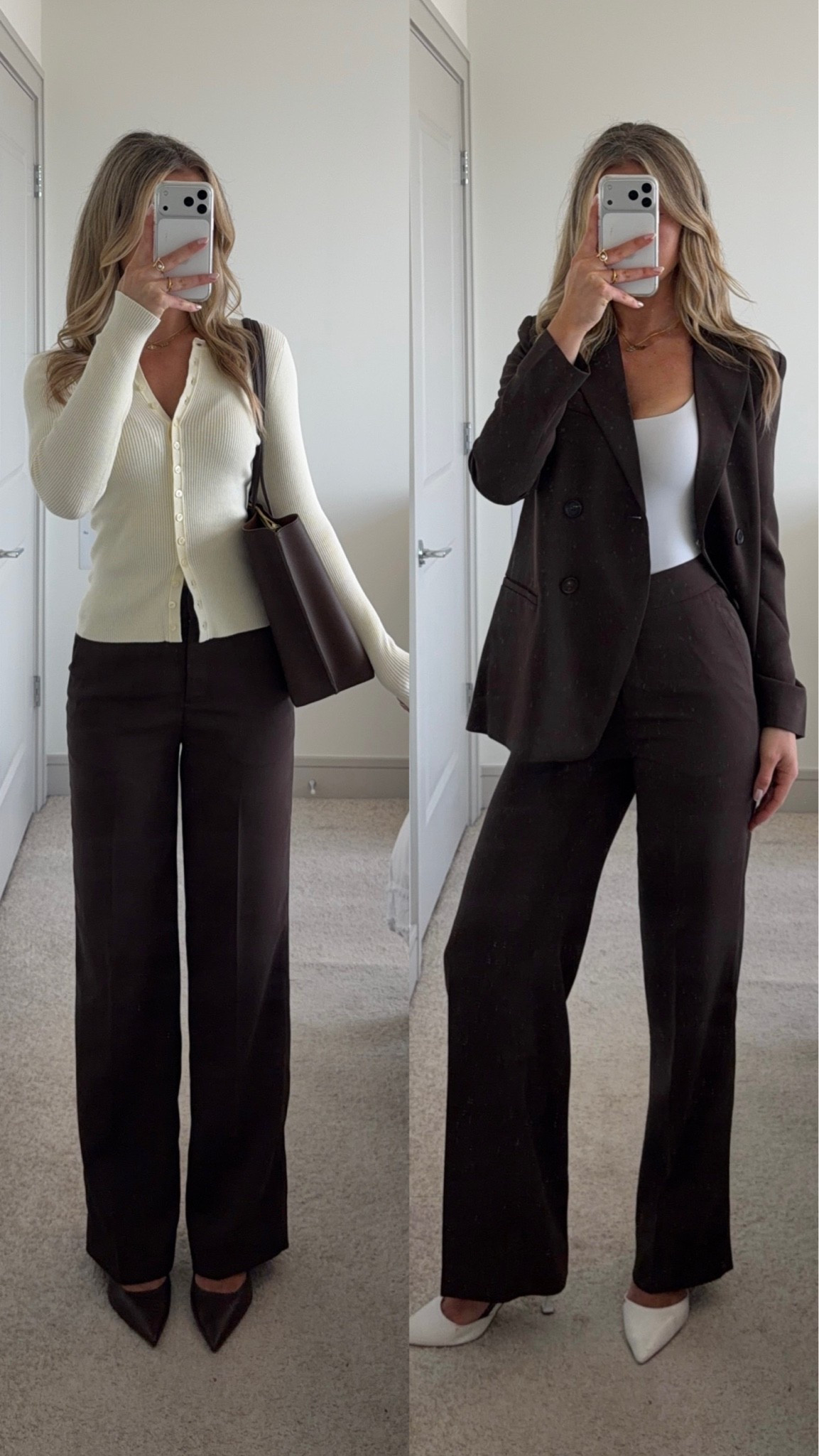 styling brown trousers for the office 💼💛 @Quince #quincepartner

#LTKootd #LTKWorkwear