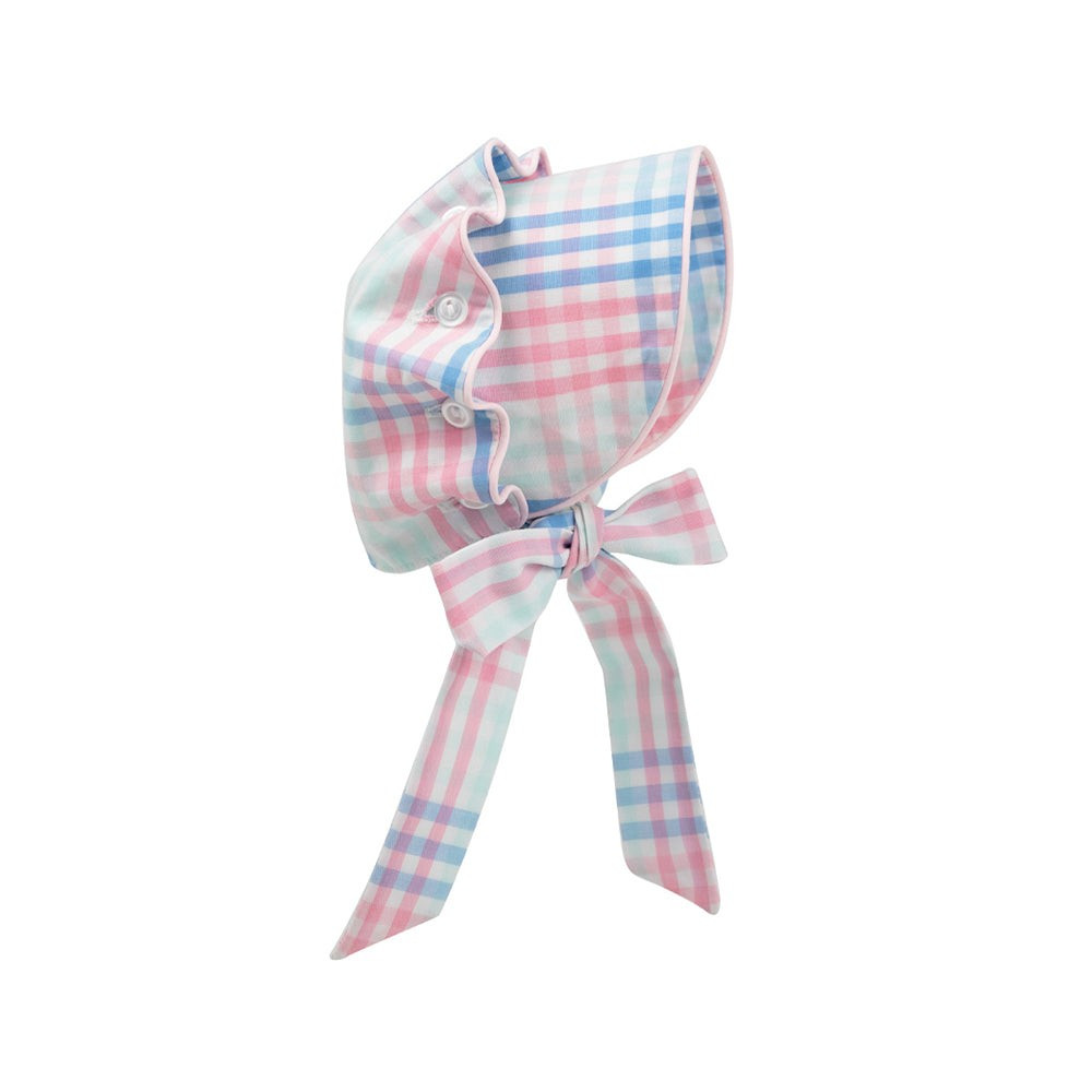 Dolly's Beaufort Bonnet - Spring Party Plaid with Palm Beach Pink | The Beaufort Bonnet Company