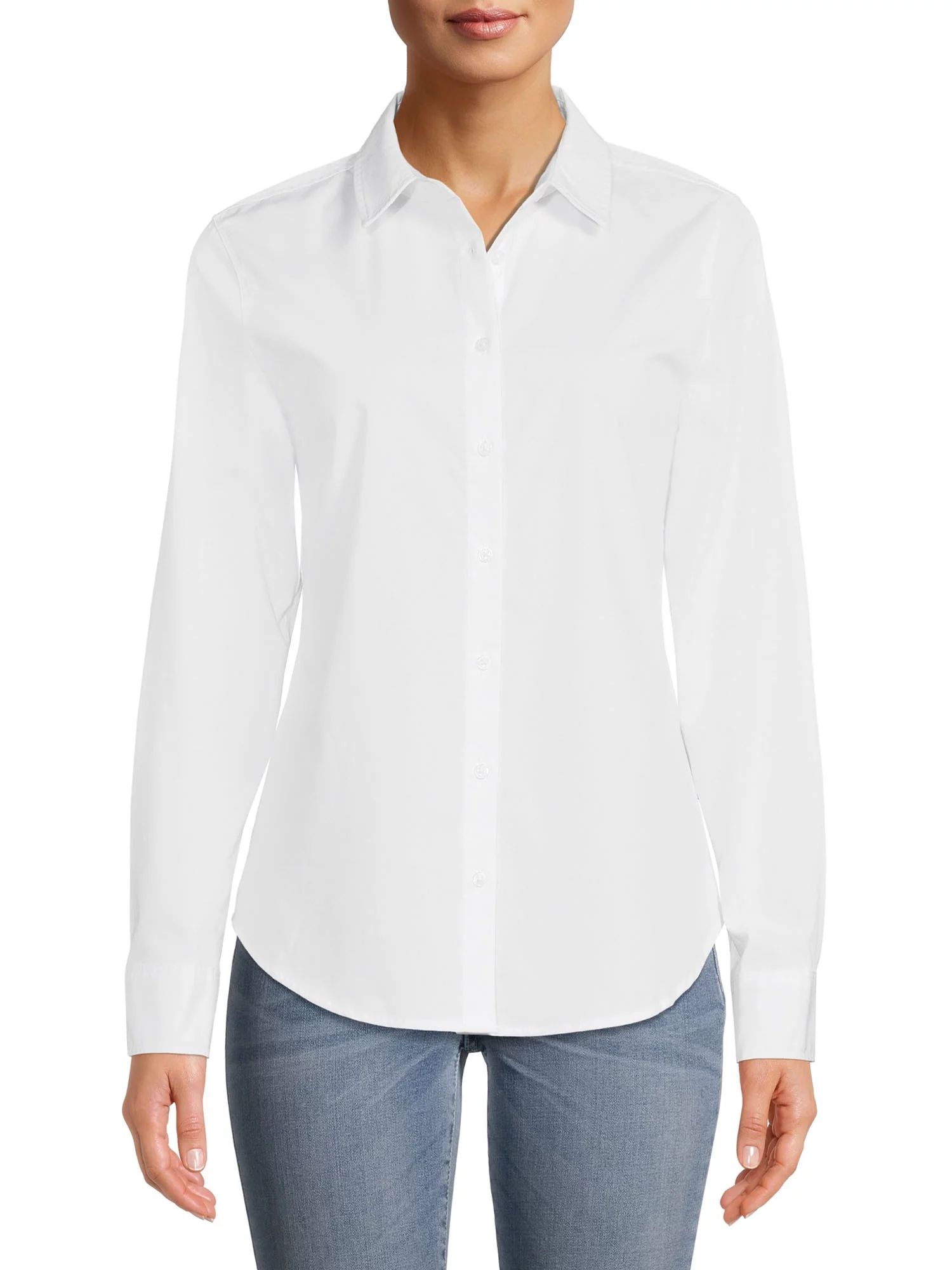 Time and Tru Women's Button Front Shirt | Walmart (US)