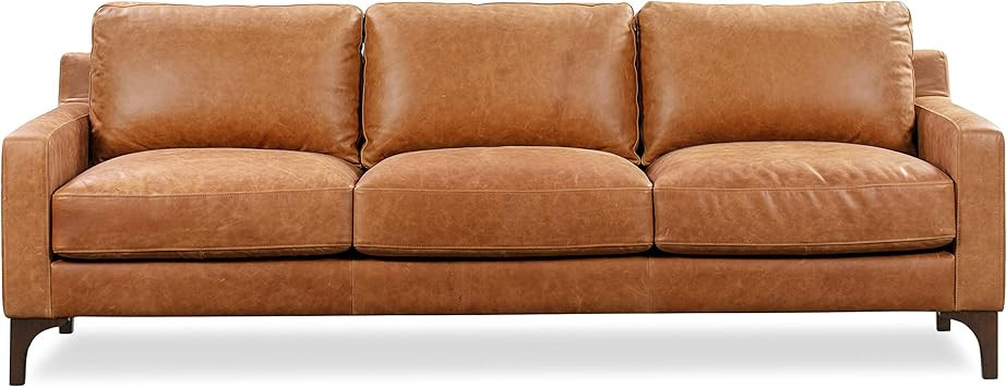 POLY & BARK Sorrento Sofa in Full-Grain Pure-Aniline Italian Tanned Leather in Cognac Tan | Amazon (US)