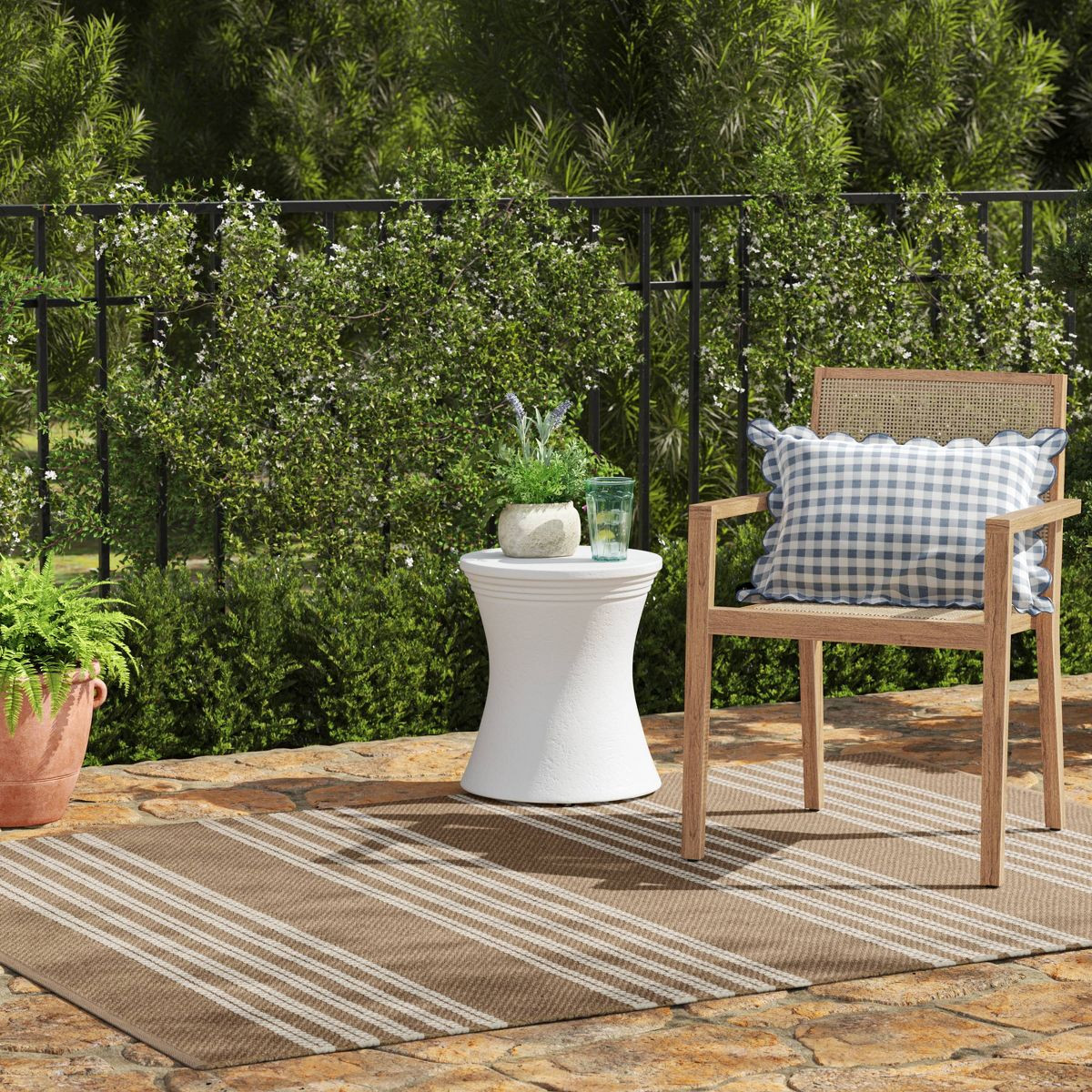 Wood Caning Stackable Patio Chair Brown - Threshold™ designed with Studio McGee | Target