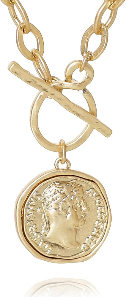MISS SECRET Chunky Gold Necklaces for Women Coin Statement Necklace Antique Silver and Gold Chain... | Amazon (US)