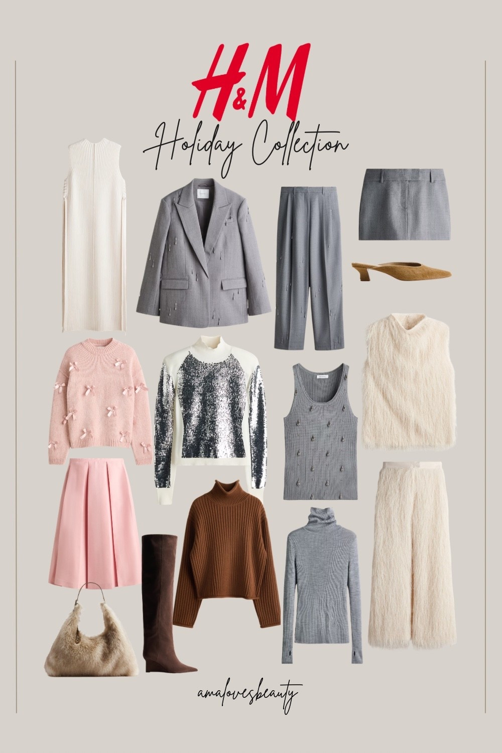 H&M Holiday Collection, blazer, wool jumpers, shopper bag, midi skirt, leather mules, wool shirt, satin dress, knee boots, fringe trousers, detailed top..

#LTKSeasonal #LTKGiftGuide #LTKHoliday