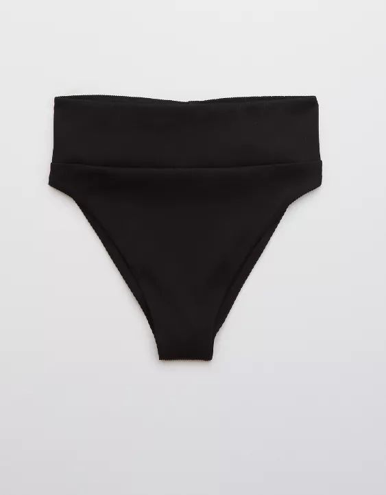 Aerie Ribbed High Cut Cheeky Bikini Bottom | Aerie