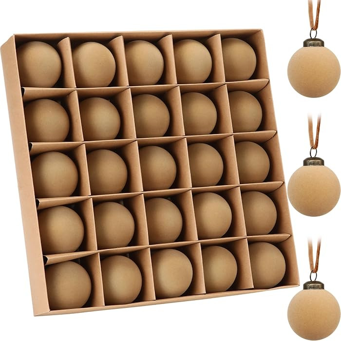 Sea Team 25-Pack Flocked Velvet Christmas Tree Ball Ornaments Set, Hanging Velour Baubles, Shatte... | Amazon (US)