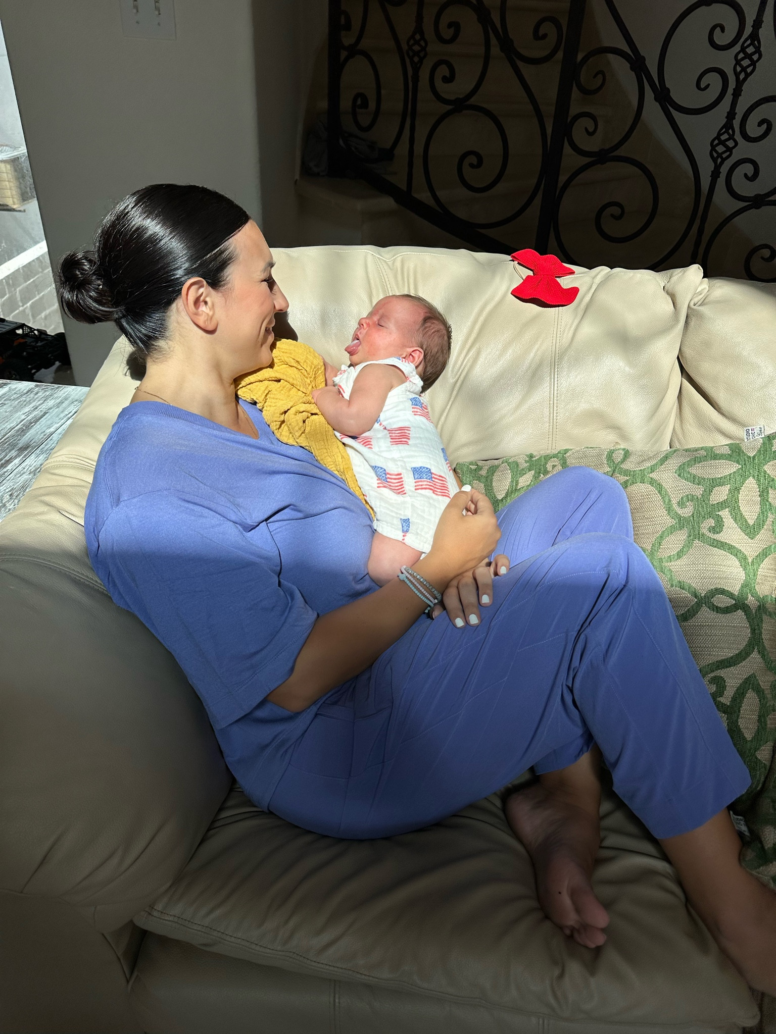 Athleisure outfit and baby outfit 👇🏼

Athleta top - love this soft tee! Wearing a medium 
Lounge pants - great for travel, lounge or work! Wearing a large 
Patriotic baby outfit 
Swaddle 


#LTKunder100 #LTKFind #LTKbaby