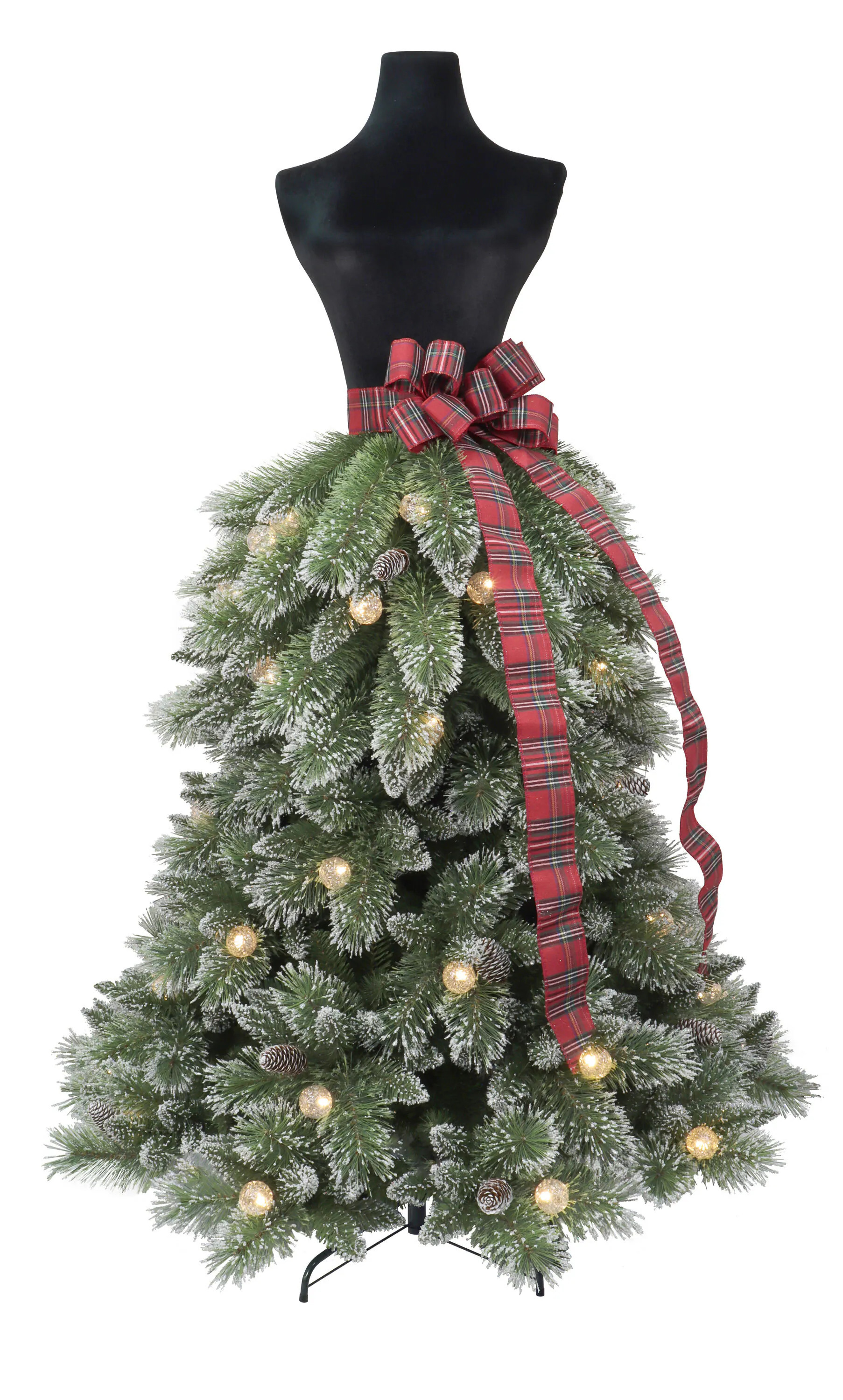Holiday Living 5.5-ft Mannequin Bust Pre-lit LED Artificial Christmas Tree with Pine Cones and Bow | LW22-ST17R1 | Lowe's