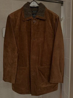 ⚓️ NEW Rare Vintage NAUTICA Brown Suede Leather Shearling Field Jacket Coat 🧥 | eBay US