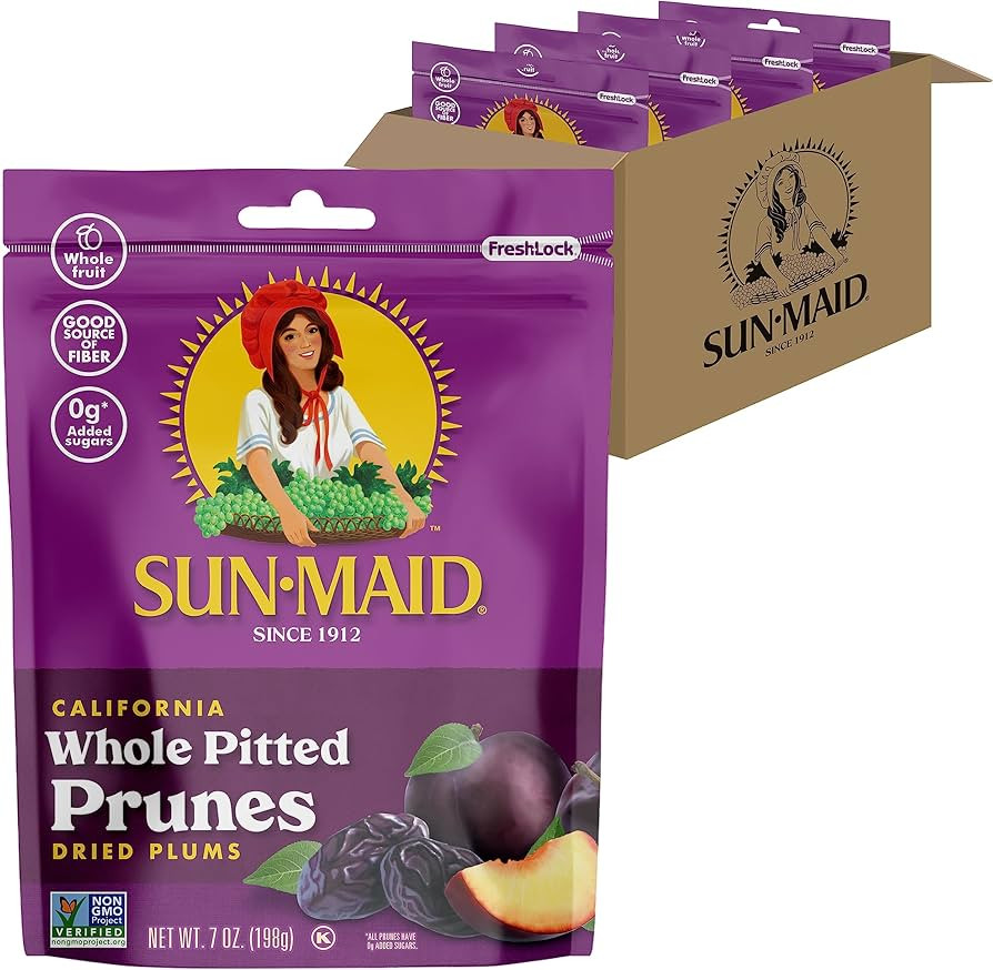 Sun-Maid California Sun-Dried Whole Pitted Prunes - (4 Pack) 7 oz Resealable Bag - Dried Plums - ... | Amazon (US)
