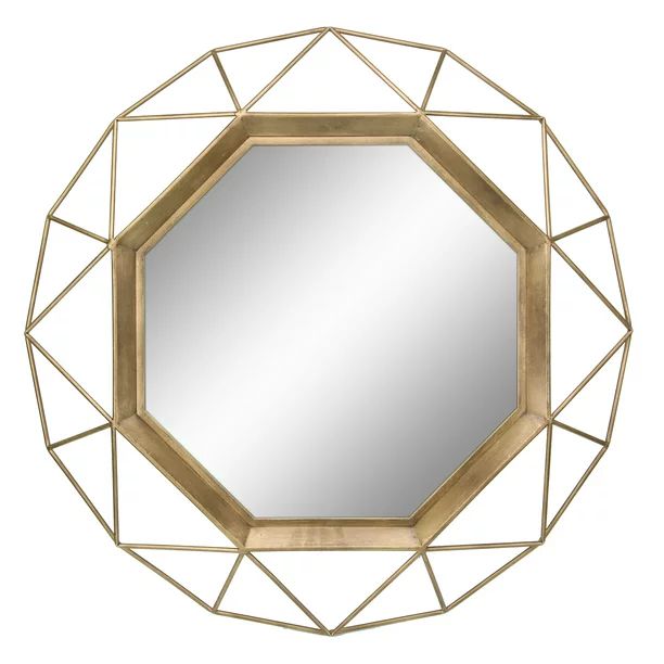 Stonebriar Decorative Antique Gold 30" Geometric Metal Frame Hanging Wall Mirror | Walmart (US)