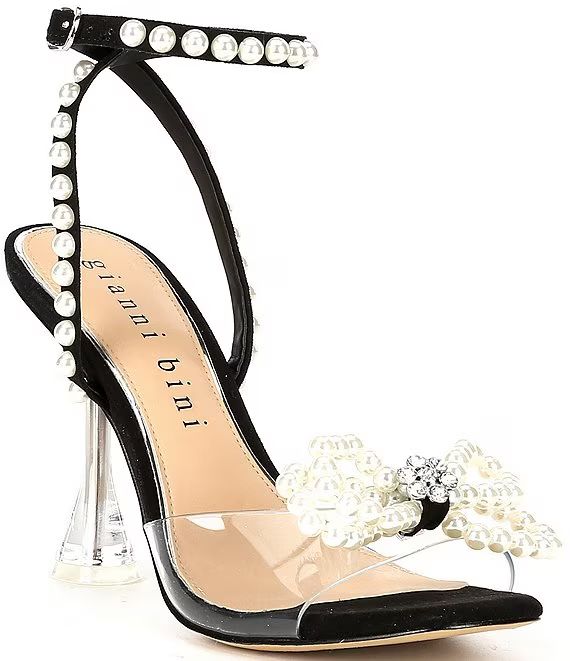 HaydnTwo Clear Pearl Bow Ankle Strap Dress Sandals | Dillard's