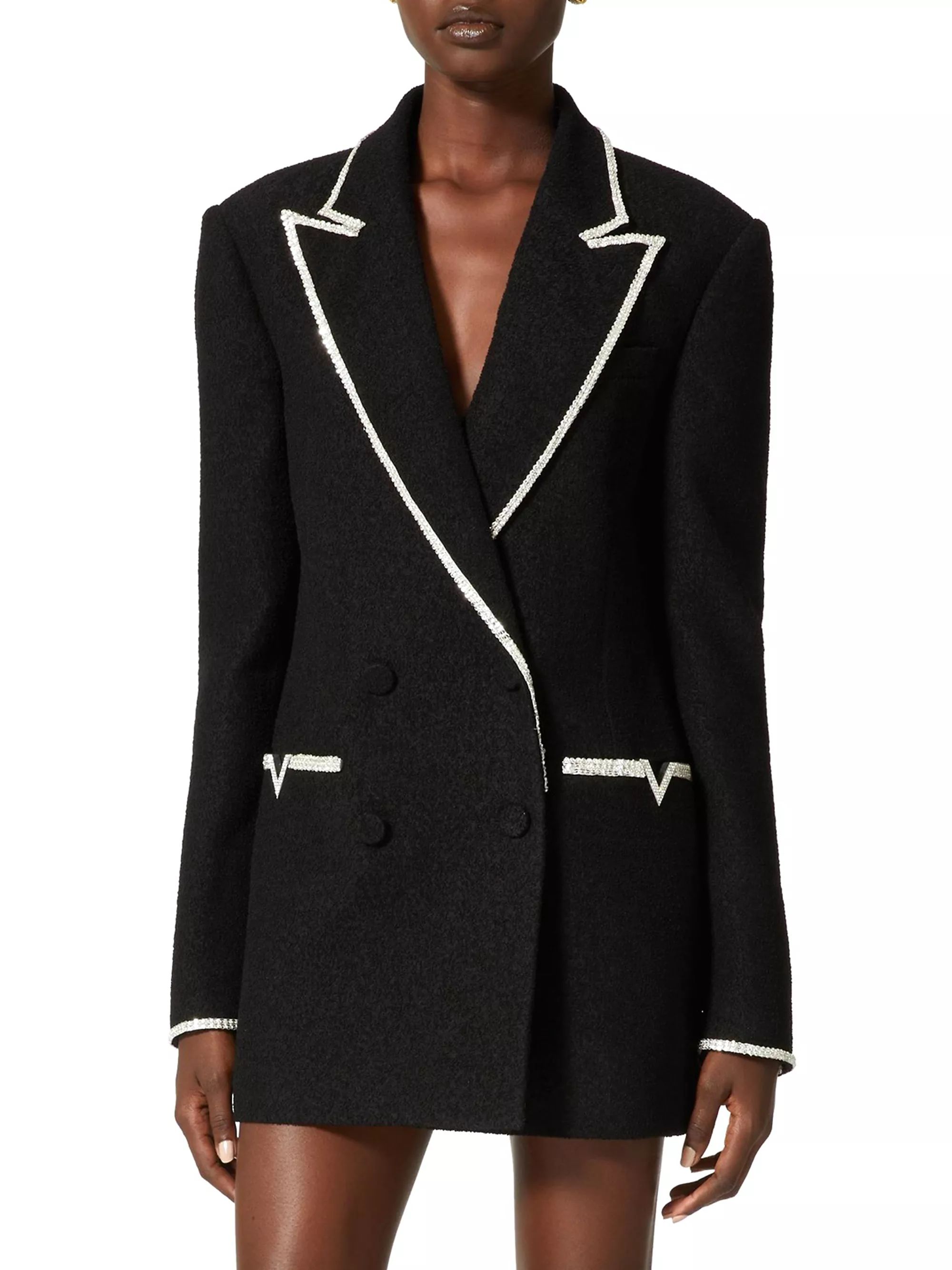 Embroidered Light Wool Tweed Blazer | Saks Fifth Avenue