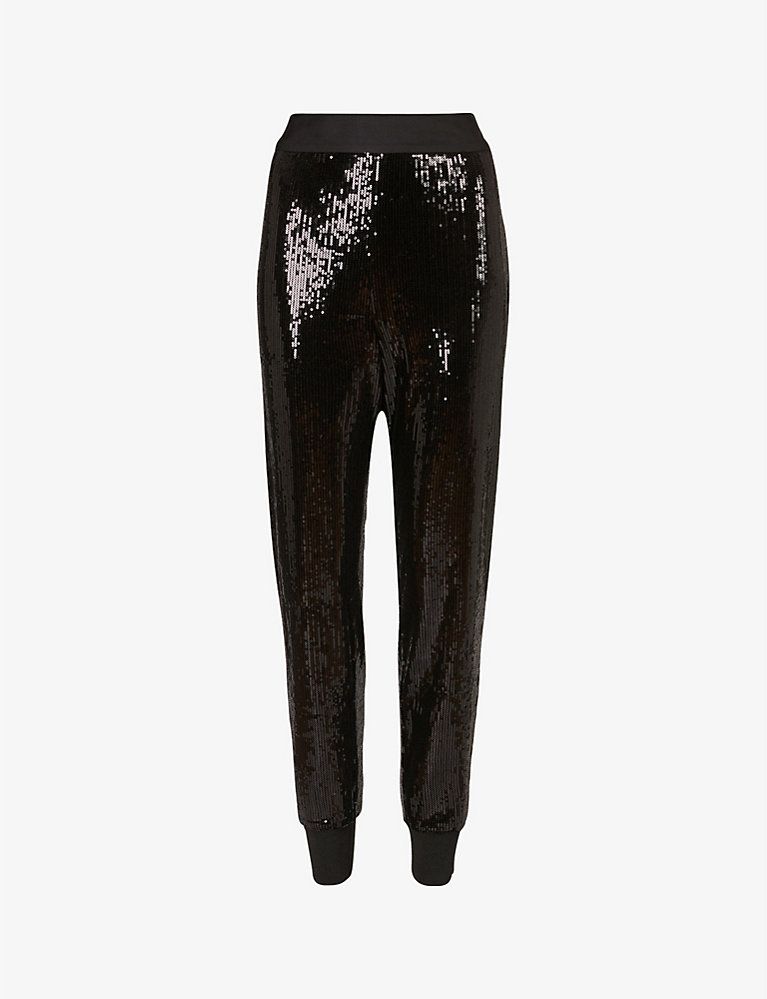 ALLSAINTS Soraya cuffed-leg sequinned recycled-polyester trousers | Selfridges