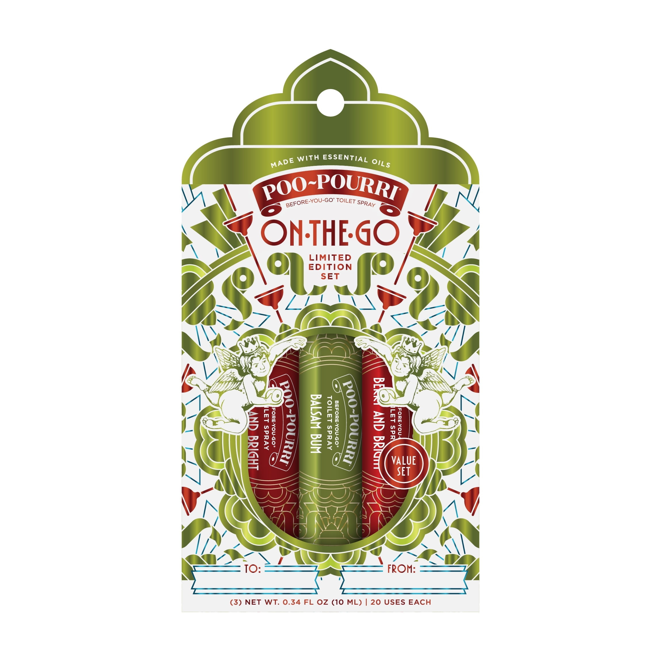 Poo-Pourri Holiday On the Go Toilet Spray, 3pk, Berry and Bright + Balsam Bum | Walmart (US)