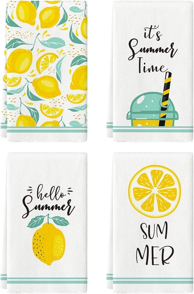 Artoid Mode It's Summer Time Lemons Kitchen Dish Towels, 18 x 26 Inch Seasonal Summer Fruit Ultra... | Amazon (US)