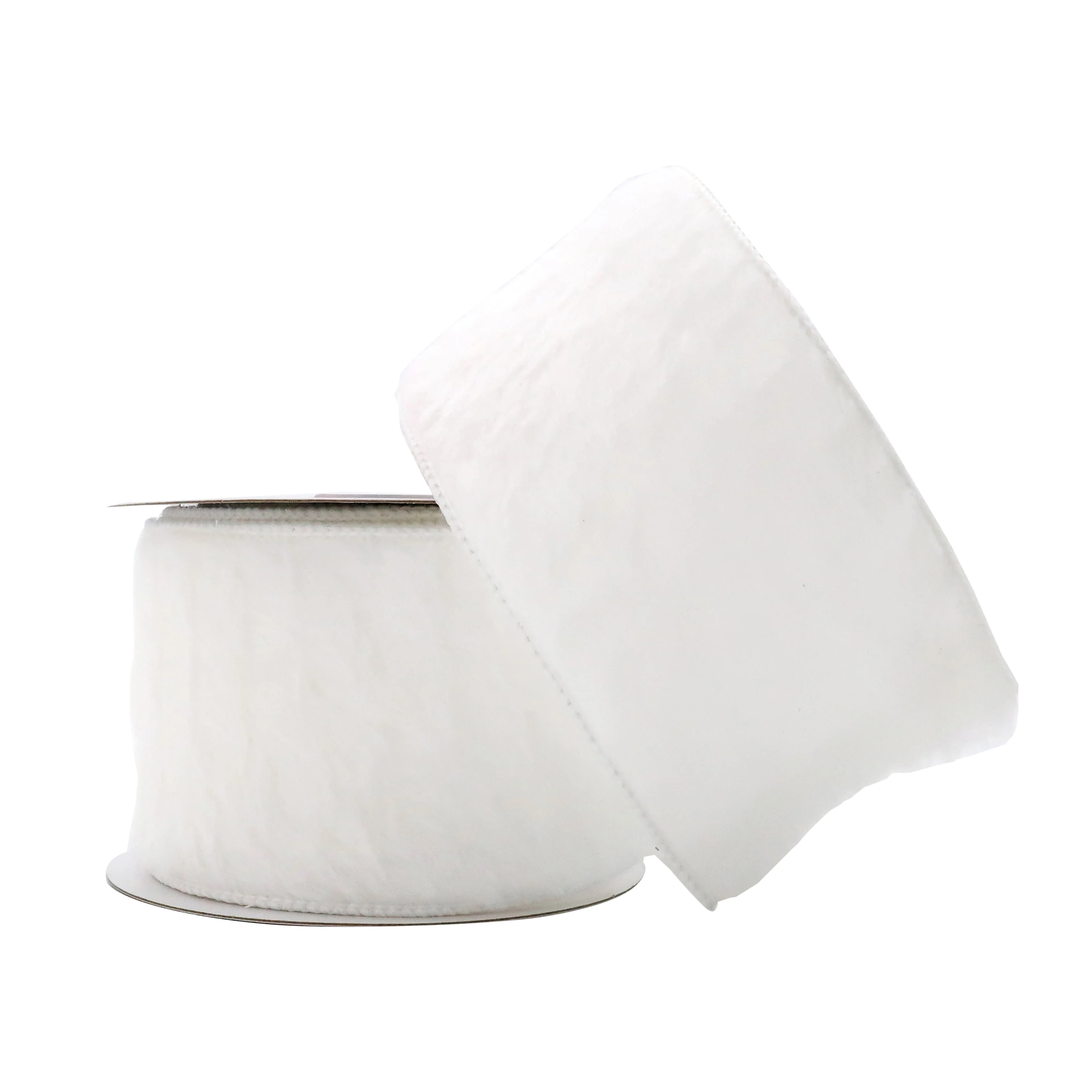2.5" x 15ft. Wired Christmas White Fur Ribbon by Celebrate It® | Walmart (US)