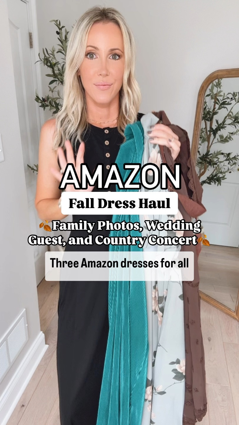 Fall dress haul from Amazon! Three midi and maxi dresses I’m loving for fall family photos, wedding guest, and country concerts- even date night! I’m wearing small in all. I’m 5’7”. 

Flowy dress, casual dress 

#LTKFindsUnder50 #LTKWedding #LTKVideo