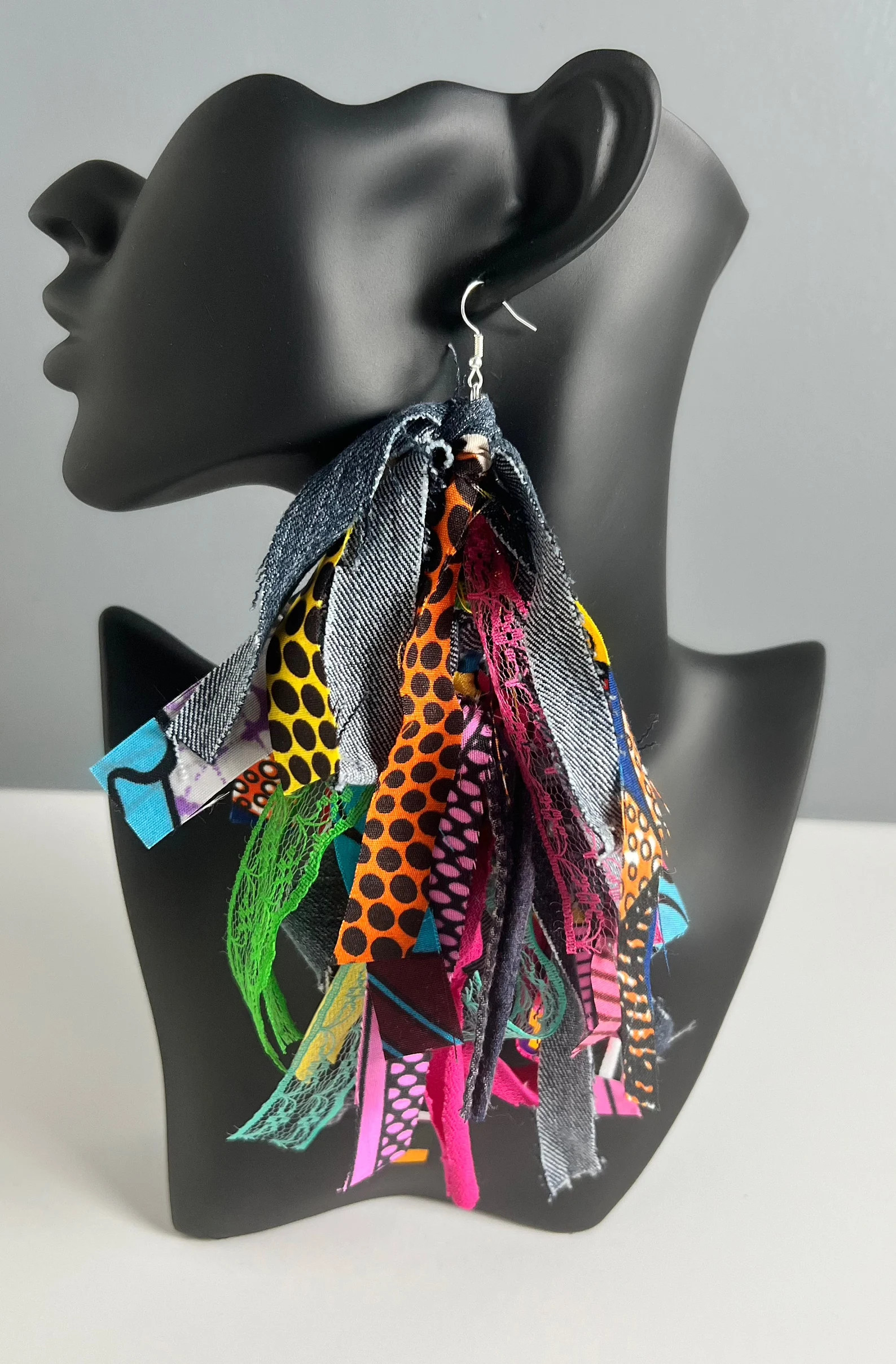 Colorful Fabric Tassel Earrings: Handmade Frayed Dangle Earrings | Etsy (Global)