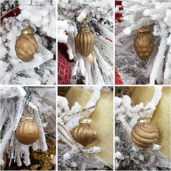 AuldHome Small Glass Finial Ornaments (Set of 12, Gold); Distressed Metal Antique Style Christmas... | Amazon (US)