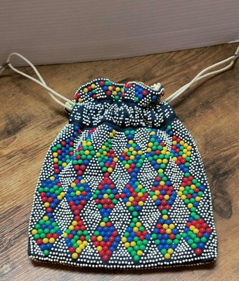 1970s BUBBLE DOT PLASTIC BEADED DRAWSTRING PURSE BAG  11 X 9 inch | eBay US