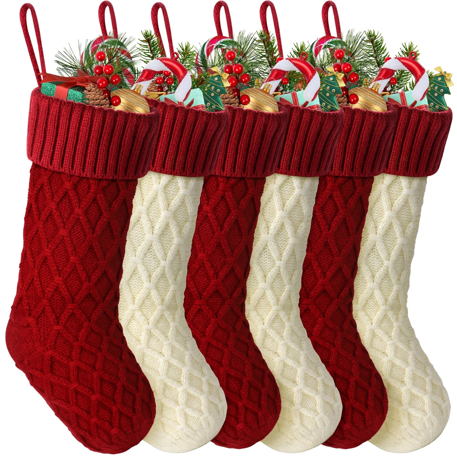 Ayieyill 6Pcs Xmas Stockings, Large Christmas Stockings Double-Sided 18 Inches Fireplace Stocking... | Walmart (US)