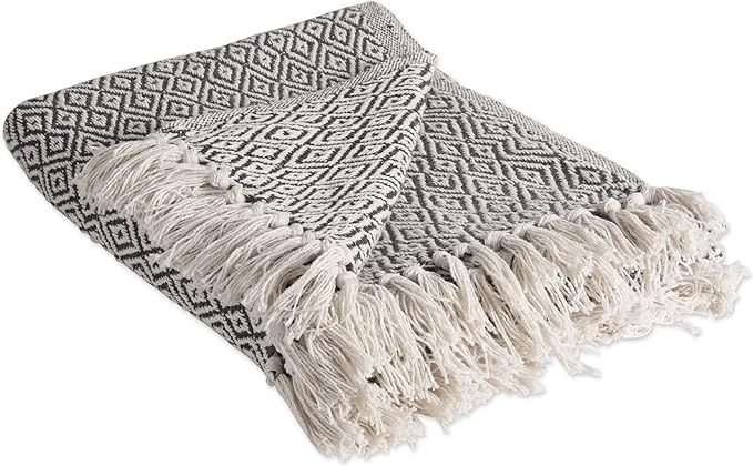 DII Rustic Farmhouse Cotton Diamond Blanket Throw with Fringe for Chair, Couch, Picnic, Camping, ... | Amazon (US)