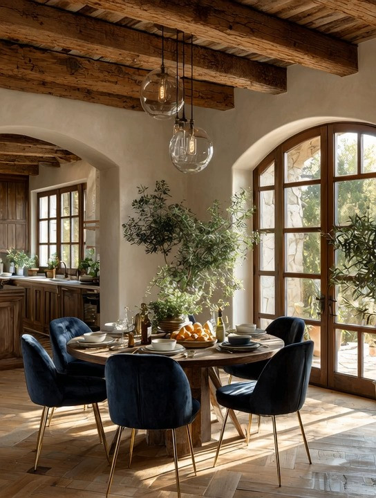 Have you ever noticed how Italian kitchens feel luxurious without even trying?

It's rarely about having more.

It's about choosing the right materials, the right colors, and creating a sense of warmth and gathering.

A beautiful round wooden dining table sits at the heart of it all.

Round tables have a way of bringing people together. Every seat feels connected. Every conversation flows a little easier. There's a reason they have remained timeless for centuries.

Then add one of our favorite upgrades:

✨ Navy velvet dining chairs.

The rich navy introduces depth and contrast, while the velvet adds softness and comfort to a room filled with harder surfaces like wood, stone, and tile. It's the perfect balance of elegance and coziness.

To complete the look, bring in an olive tree.

Few elements capture Mediterranean living quite like an olive tree. It introduces natural beauty, organic texture, and that relaxed European feeling that makes a home feel welcoming and lived in.

✨ A grounding wooden table.
✨ Navy velvet for understated luxury.
✨ An olive tree for natural elegance.

That's how you create a dining space inspired by the timeless beauty of Italian homes.

Not overdecorated.

Just beautiful.

Would you choose navy velvet chairs or sage green for your dining room?

#DiningRoomDecor #ElegantAndDriven #VelvetDiningChairs #RoundDiningTable #ItalianInspiredHome 

 #LTKHome