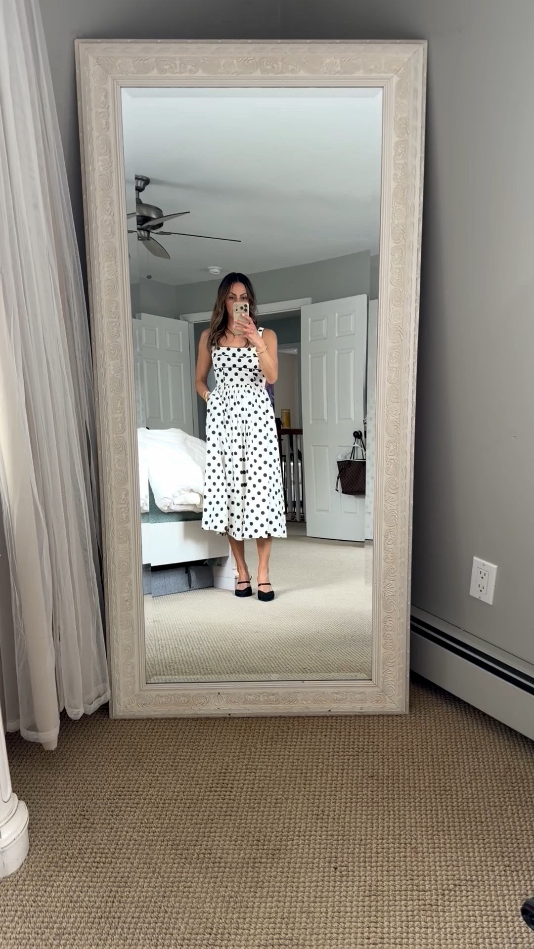 A classy polka dot dress that’s trendy, comfortable, and perfect for any occasion.

This is made from linen and cotton. Very breathable for spring & summer! 

Exact dress linked, but will link similar ones too! (Anthropologie dupe) 

Square neck dress, sleeveless dress, midi dress, polka dot dress, polka dot pattern, fully lined dress, side slit, scalloped lace, designer dress 