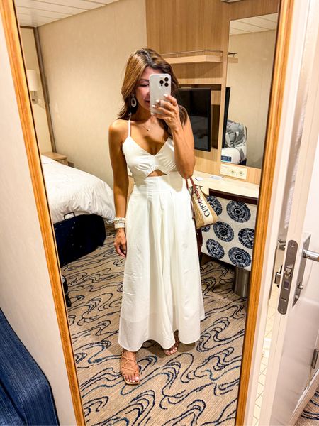 Cruise dinner outfit.
White dress in small, has pockets, lined. Fits tts.
Sandals fit tts
Vacation outfit, Amazon find, resort style, vacation style resort wear.

#LTKover40 #LTKfindsunder50 #LTKstyletip