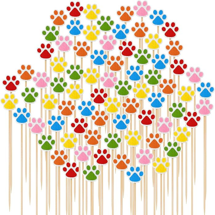 Queekay 120 Pcs Paw Cocktail Picks Birthday Party Supplies Paw Bamboo Toothpicks for Appetizers F... | Amazon (US)