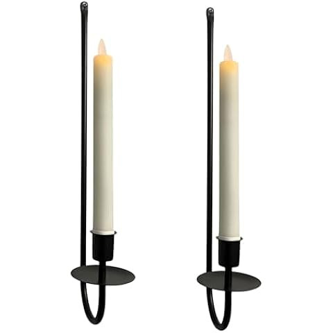 Wall Candle Holder Set of 2, Stylish Black Metal Wall Mount Candle Sconces, Modern Wall Decoratio... | Amazon (US)