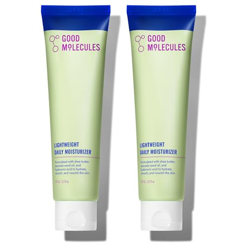 Good Molecules Lightweight Daily Moisturizer Face Cream Pack 2 – 100 ml / 3.38 fl oz Each - Non-Greasy Facial Moisturizer Face Lotion with Shea Butter & Hyaluronic Acid | Amazon (US)