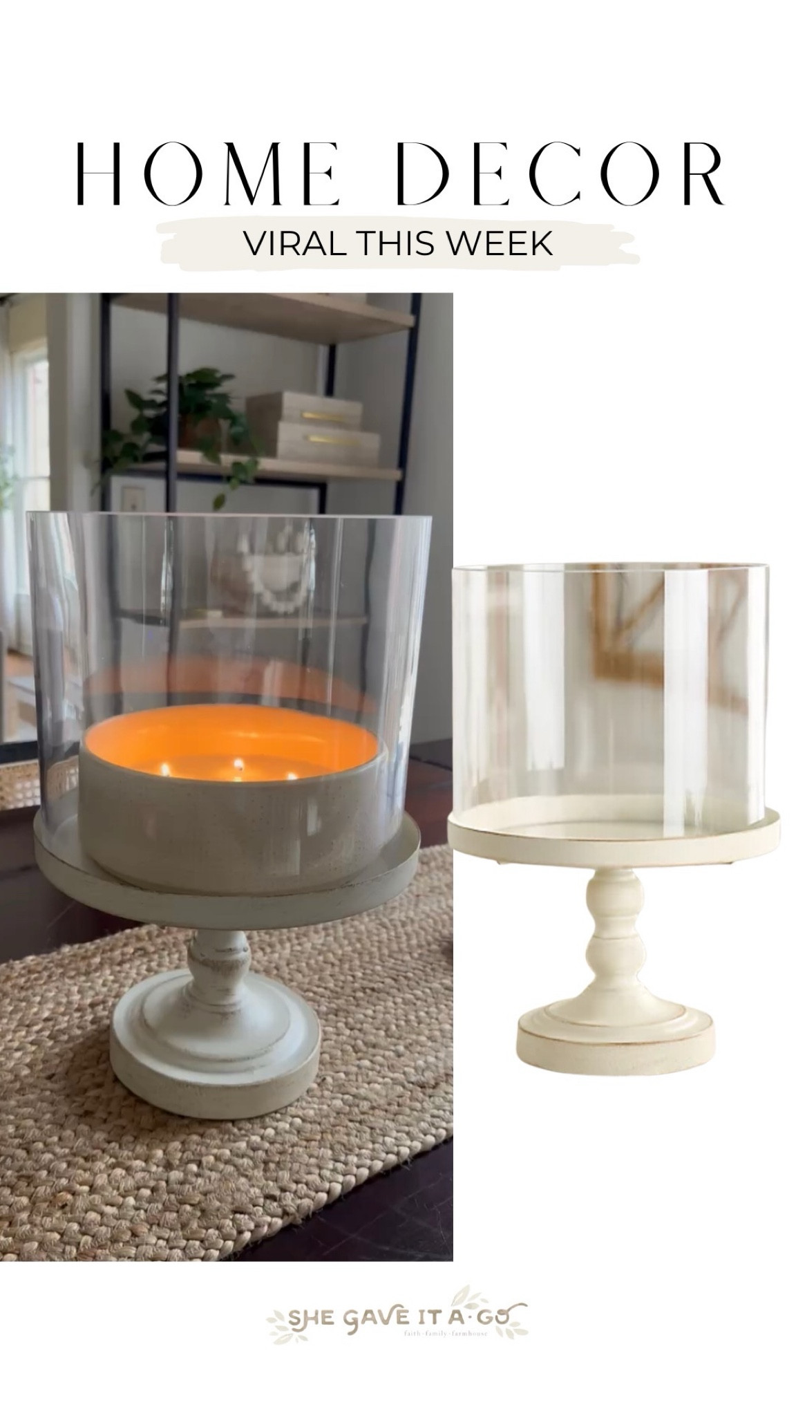 QVC glass candle holder//glass hurricane// winter decor// color white, pewter available 

#LTKHome #LTKSeasonal #LTKFindsUnder100